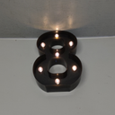 Pooqla Decorative Led Light Up Number Letters, Black Plastic Marquee Number Lights Sign for 8th 18th 80th Birthday Party Wedding Decor Battery Operated Black Decoration 8