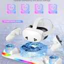 Kinwin 30W Fast Charging Dock for Meta Quest 3S/3/2, Magnetic Charger Station Stand for Oculus Quest 3S/3 Accessories with 11-Color RGB Light, 2 Rechargeable Batteries & Covers for Headset (White)