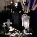 LarpGears Halloween Scarecrow Ghost Outdoor Decorations, 7.5Ft Halloween Rotatable Ghost of Death Flying Ghost Home Decoration for Outdoor Garden, Porch, Yard