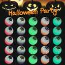 FINGOOO 25 Pcs Halloween Bouncy Balls, Glow in The Dark Eyeball Ping Pong Ball Bouncing Balls Halloween Party Favors Non-Candy Treats Goodie Bag Stuffers
