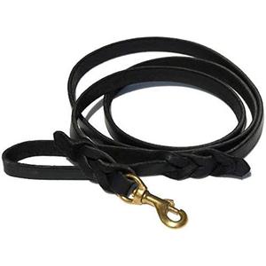 Ray Allen Mfg Signature K9 Braided Leather Leash, 6-Feet x 3/4-Inch, Black