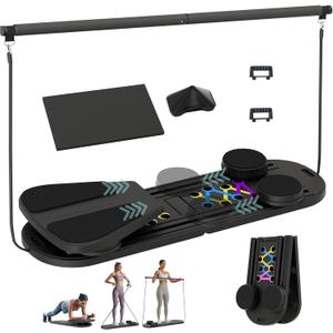 Pilates Board, Multifunctional Pilates Reformer Machine with Ab Trainer, Portable Pilates Reformer for Core & Full Body Workout, Foldable Home Gym Pilates Equipment for Women & Beginners