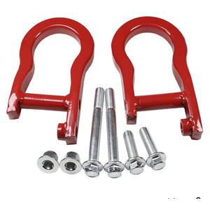 Red Front Tow Hook Kit for Chevy for Silverado 1500 2007-2018 for Silverado 1500LD 2019,for GMC for Sierra 1500 2007-2018 & Limited 2019 (Stainless Steel) Assembly WEF1802