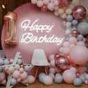 Happy Birthday Neon Sign 16 Inch Reusable Happy Birthday LED Light Up Sign with Dimmable ON/OFF Switch for Birthday Party Backdrop Decoration and Wall Decor and Birthday Gifts (White)