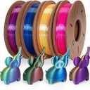 Tri Color Silk PLA 3D Printer Filament Bundle 1.75mm Color Changing PLA Filament Multi Pack Bundle 4 Spool Each 250g (Multicolor: Red&Yellow&Blue; Red&Blue&Green; Red&Purple&Gold; Orange&Blue&Green)