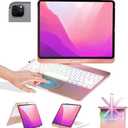 BABG Keyboard Case for iPad Air 13 inch(M3/M2)&iPad Pro 13(M5/M4),iPad Pro 12.9(6th/5th /4th/3rd Gen) Case with Keyboard,360° Rotatable,Toupad,Backlits,Pencil Charging-Blush