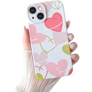 Yeddabox Compatible for iPhone 13 Case Cute Heart Phone Case Full Camera Protection Soft TPU Shockproof Cover for Women Girls - Colorful 4