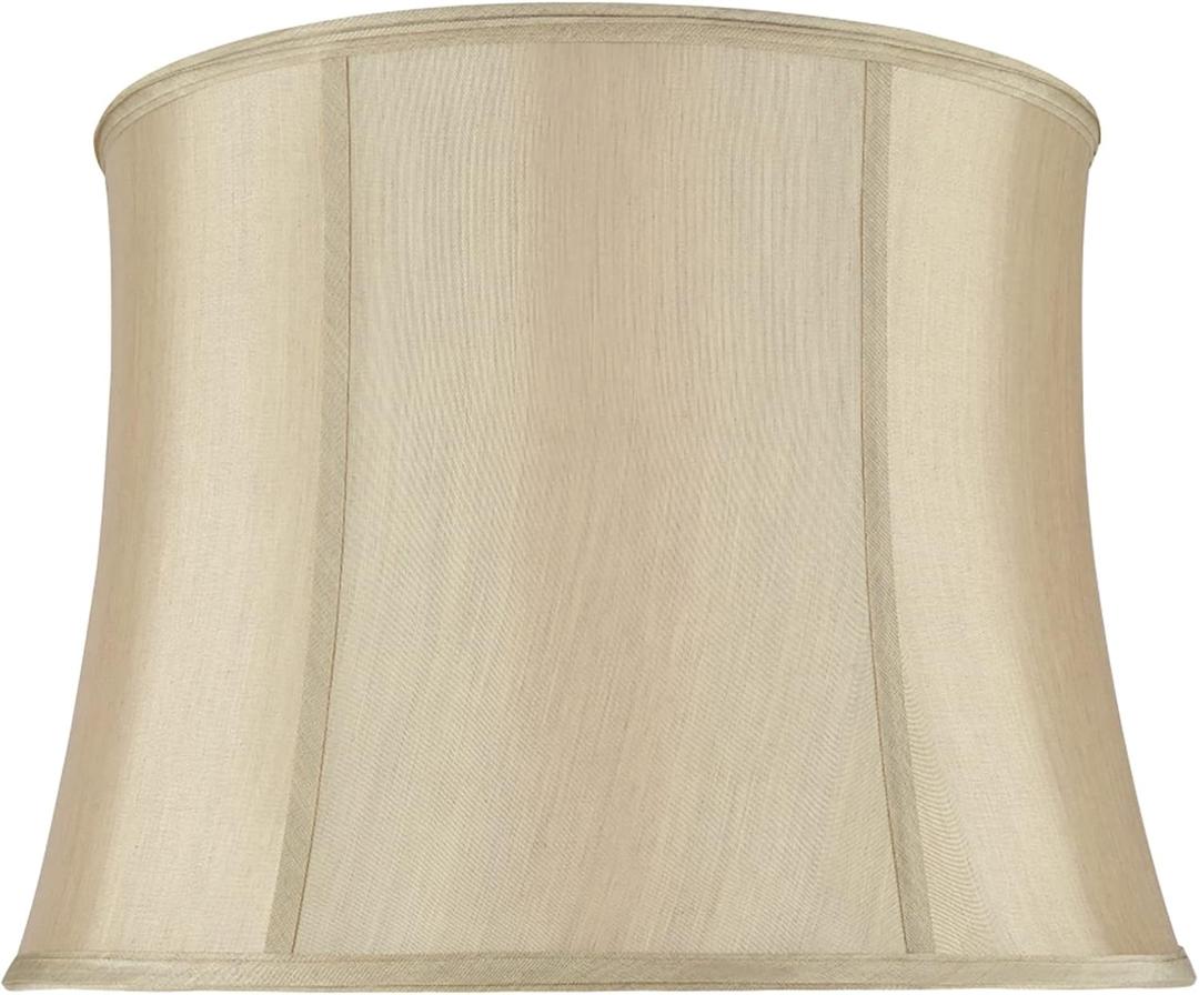 Aspen Creative 30021A Transitional Bell Shape Spider Fitter Lamp Shade in Gold Taupe, 14" Top x 16" Bottom x 12" Slant Height