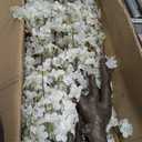 Faux White Cherry Blossom Tree 6ft(74in) Tall Artificial Plant Home Decor Handmade Natural Fake White Flower Tree for Wedding Realistic Silk Cherry Plant in Pot for Living Room,Office,Outdoor Decor.
