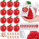 Funnymoom 38pcs Teacher Appreciation Apple Container Gifts Including 12 Set Plastic Apple Container Thank You Tag Small Clips School Bus Ribbon for Classroom School Party Decorations