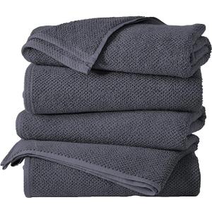 Great Bay Home 100% Cotton 4 Pack 54x27 Bath Towel Set  Absorbent, QuickDrying, Durable Towels for Bathroom Decor  LowTwist, TwoPly Fibers (Stone Blue)