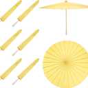 MECCANIXITY 6 Pcs Paper Umbrellas ,33" Paper Parasol DIY Oiled Painting Umbrellas for Photography Props Craft Party Wedding Decoration,Yellow
