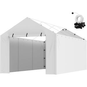 VEVOR Carport Replacement Canopy Cover Side Wall 10 x 20 ft, Garage Tent Shelter Tarp Heavy-Duty Waterproof & UV Protected, Easy Installation with Ball Bungees,White (Top and Frame Not Included)