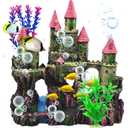Aquarium Castle Decorations, Resin Castle for Fish Tank with Randomly Color Plants Decor Accessories for Freshwater and Saltwater Fish Tanks (Pink)