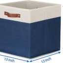 Temary Fabric Storage Bins for Cube Organizer 4 Pack Cube Storage Bins 13 Storage Cubes for Shelves Storage Baskets for Organizing Books, Clothes, Towels (White & Blue, 13x13x13 Inch)