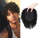 Ms Taj 7Inch Short Dreadlock Hair Topper Wig for Men Synthetic Dreadlocks Hair Natural Black Wiglets Hairpieces Short Locs Hair Toppers for Men with Thinning Hair