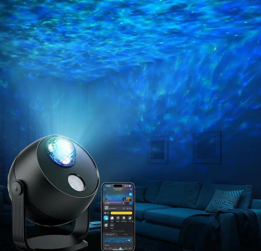 Govee Star Light Projector with Ocean Wave Ripple Effects, Works with Matter,Alexa and Google Assistant, 40+ Scene Modes, 18 White Noise Options, LED Night Light Projector for Bedroom, Without Plug