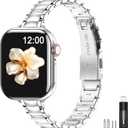 MioHHR Thin Metal Bands Compatible with Apple Watch Band Ultra3/2/1 Series 11 10 9 8 7 6 5 4 3 2 1 SE3/2/1,Slim Narrow Stainless Steel Strap for Women iWatch 49mm 46mm 45mm 44mm 42mm 41mm 40mm 38mm