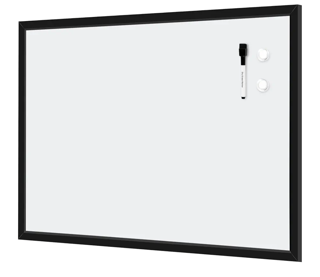 Amazon Basics Magnetic Dry Erase Whiteboard, 35"W x 23"H, Black Wooden Frame