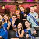 4 Pcs Prom Royalty Sashes with Gold Glitter, Royal Blue Prom Sash for School Cosplay Pageants Prom Party Dance Graduation Party Favors, Graduation Party Sash (Royal Blue + Gold)