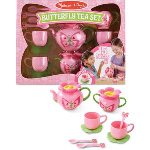 Melissa & Doug Butterfly Tea Set (15 pcs) - Play Food Accessories
