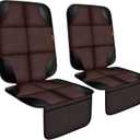 Car Seat Protector 1 Pack Car Seat Cushion Mat Thickest Padding,Waterproof 600D Fabric Car Seat Covers for Non-Slip Backing Mesh Pockets for Baby and Pet (Brown, 2 Pcs)