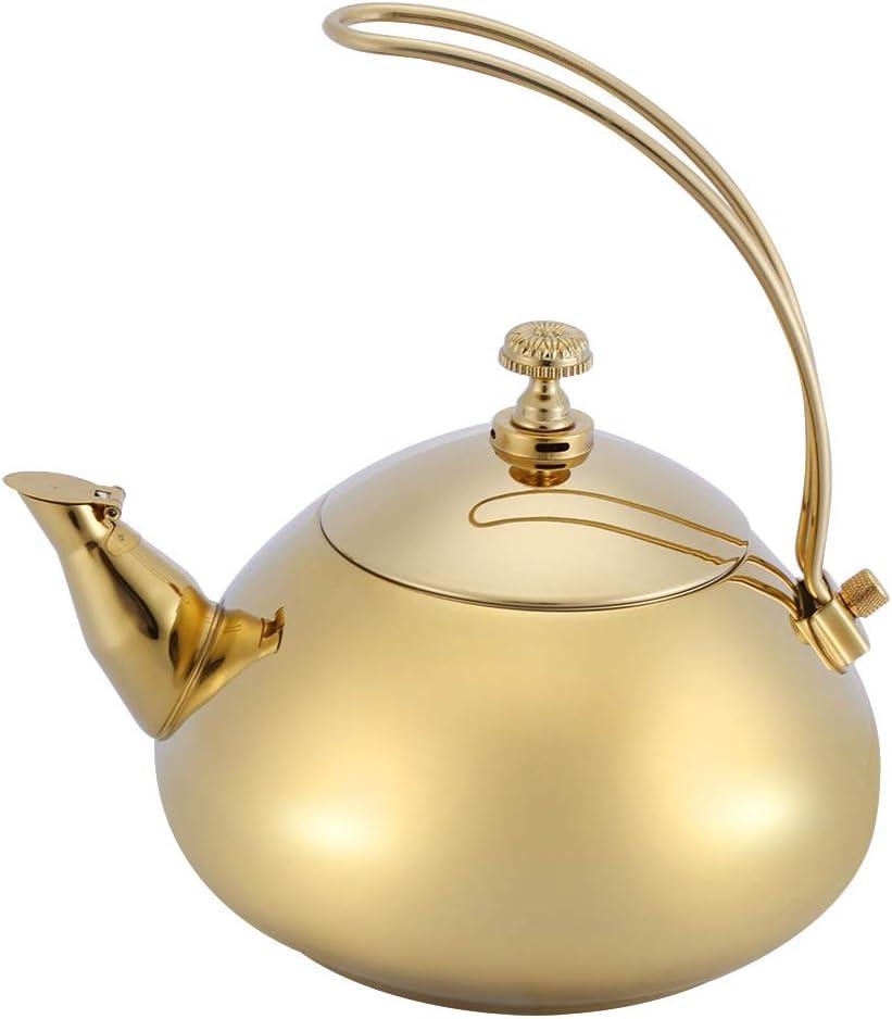 1.5L Stainless Steel Teakettle Classical Teapot Teakettle Fast Water Heating Boiling Pot(Gold)