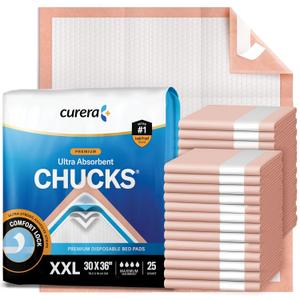 Chucks Premium Disposable Underpads 30x36 Ultra Thick Super Absorbent Chux Incontinence Bed Pads Disposable Adult with Adhesive Tape, Extra Large Pee Pads, Pet Training Pads 30x36 [25-Pack]
