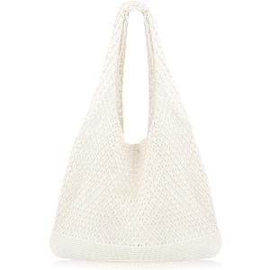 COOKOOKY Crochet Beach Tote bag Summer Beach Bag for Women Aesthetic Mesh Tote Bag Hippie Bag Knit Bag (Medium)