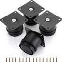 OwnMy 4PCS 2 Inch Stainless Steel Furniture Legs Feets Metal Cabinet Desk Legs, Adjustable Round Metal Furniture Risers Replacement Leg Corner Feet Heavy Duty Table Leg Extenders for Sofa Chair (Black)