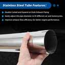 Motoforti 76mm 3" OD Stainless Steel Straight Mandrel Pipe Tube 30" Length Car Tubing Piping with Double Cutted and Expand-on Ends Surface Polishing Silver Tone