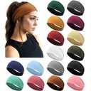 DRESHOW Yoga Running Headbands for Women Elastic Non-Slip Headbands Sports Workout Hair Bands 16 Pack