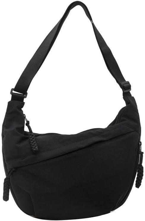 Nylon Crescent Crossbody Bag for Women Shoulder Tote Handbag Casual Sling Bag Dumpling Purse Bag for Outdoor Travel