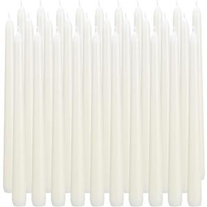 qinxiang 30 Pack Ivory Taper Candles, 10 inch (H) Dripless, Unscented Dinner Candle, Smokeless Taper Candles, Paraffin Wax with Cotton Wicks, Approxinately 7-8Hours Burn Time