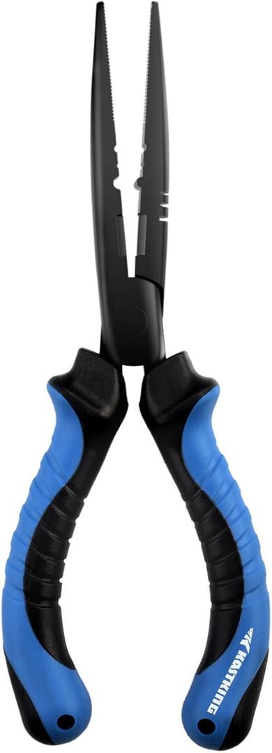 KastKing Intimidator Fishing Pliers, Corrosion Resistant Polymer Coated Fishing Tools, Tungsten Carbide Cutters, Saltwater Resistant Fishing Gear