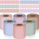 TaoBary 6 Rolls 196.8 ft Spring Classroom Bulletin Board Borders 2.25 Inches Scalloped Trim Bulletin Board Decorations for School Whiteboard Chalkboard Wall Valentine(Pastel Color,196.8 ft)