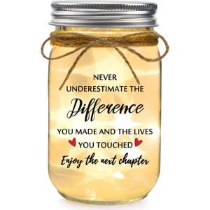 Retirement Gift for Woman Men Mason Jar - Never Understimate the Difference You Made - Retirement Gifts for Teacher Nurse Employee Boss Women Coworker Good Bye Farewell New Job Retired Gift