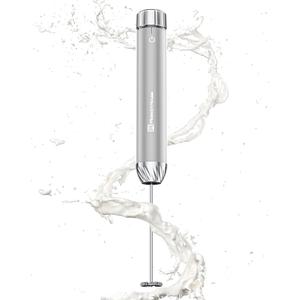 Maestri House Rechargeable Milk Frother with Stepless Speed Control, LunaFro Max Handheld Electric Foam Maker Waterproof Drink Mixer Foamer with Stand & Detachable Whisks for Lattes, Cappuccino 