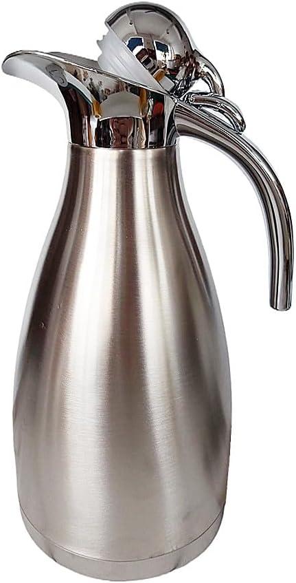 68 Oz Large Stainless Steel Thermal Coffee Carafe for Keeping Hot or Cold Beverage Dispenser, Double Walled Vacuum Insulated Thermos Pot Server for Tea, Keep Hot Water for 12 Hours (Silver 2L)