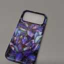 Case Compatible with iPhone 17 Pro Max,Fall Prevention Bright Hybrid 2-Layer Hard Shell Phone Case for Girls Boys,Purple Lotus Floral