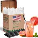 Glotoch Express 500 PCS Individually Wrapped Black Plastic Straws, 7.75'' Long, 0.24'' Diameter Disposable Drinking Straws for Every Occasion, Party, Made in USA