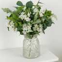4 PCS 16" Artificial Plants Flowers Indoor Eucalyptus Greenery Stems White Cherry Blossom Branches for Vase Faux Spring Home Decor Centerpiece Decoration