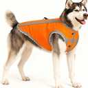 Dog Winter Coat with Fleece Lining for Large Dogs Warm Waterproof Windproof Snow Vest for Cold Weather, Reflective Blaze Orange Safety Dog Jacket, Easy-On Adjustable Fit with D Ring, XXL