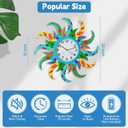 Large Blue Sun Outdoor Clock with Thermometer and Hygrometer Combo, Silent No-Ticking Outdoor Wall Clock, Waterproof Quartz Clock for Patio, Living Room, Kitchen, Garden, 25 Inch