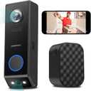 ZUMIMALL Dual Lens Doorbell Camera with Chime, 2K HD Video Doorbell Wireless Battery Solar Powered, No Monthly Fees, Wireless/Wired Installation, 2-Way Talk/IP65/Cloud/Alexa/PIR/AI/2.4G WiFi
