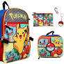 Pokemon 3 Piece Backpack Set Supply Case Key Chain Pendant Kids School Travel Backpack Set