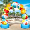 8FT Inflatable Beach Ball Arch for Summer Inflatables Outdoor Decorations Colorful Blow Up Archway Built-in 5 LED Lights Birthday Party Supplies for Pool Beach Luau Yard Lawn Garden Photo Backdrop
