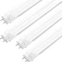 JESLED Fluorescent Light Bulbs 48 inch T8 LED Bulbs 4 Foot Type A+B,24W,3200LM, 6000K, Single or Double End Powered,T10 T12 65W Equivalent Fluorescent for Office,Workshop Light,Frosted 4Pack
