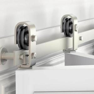 40'' Bi-Fold Sliding Barn Door Hardware Track Kit for Two 18'' Doors,Top Mount Installation,Heavy Duty Roller,Smoothly and Quietly - Brushed Nickel(Doors Not Included) 