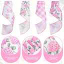 4 Rolls Pink Floral Wired Ribbon Set - 2.5 Inch Wide, 20 Yards Total – Rose Patterned Pink and White Vintage Satin Ribbon for Crafts, Spring, and Floral Decor